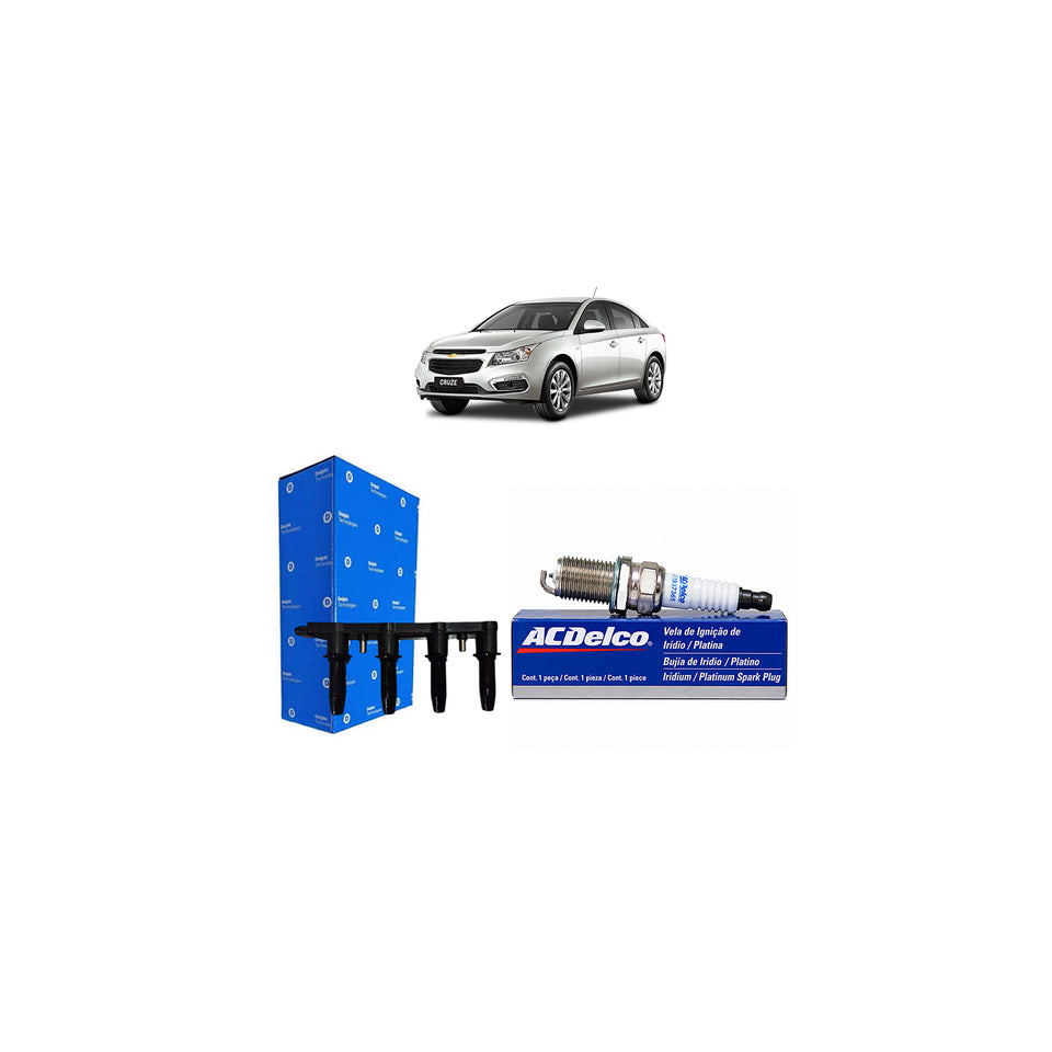Kit Bobina e 4 Vela Ignição Chevrolet Cruze 1.8 2012 a 2016