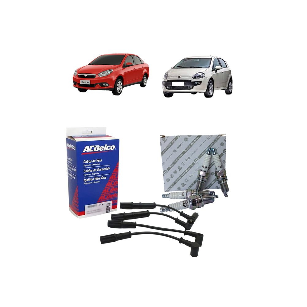 Kit Jogo De Velas E Cabos Fiat 1.4 Fiat/Acdelco