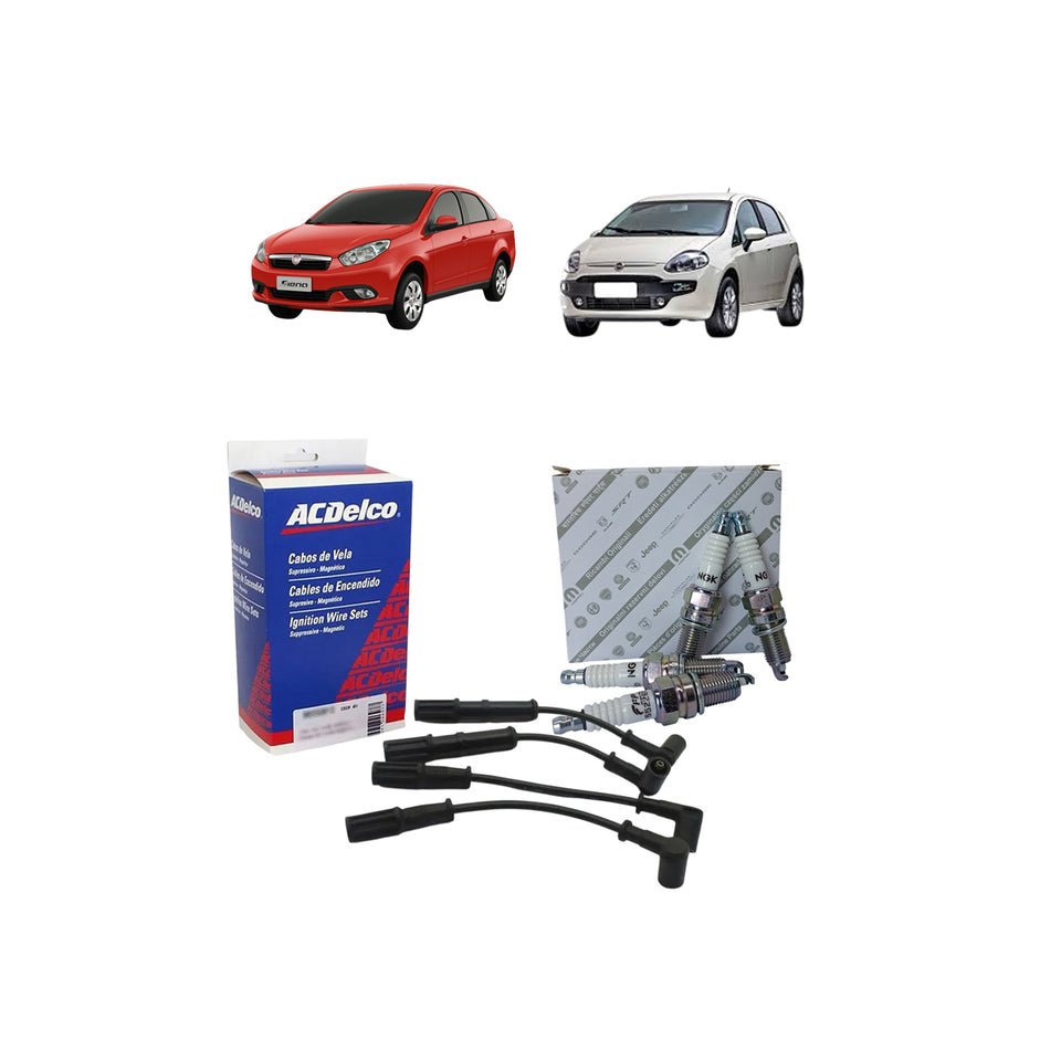 Kit Jogo De Velas E Cabos Fiat 1.4 Fiat/Acdelco