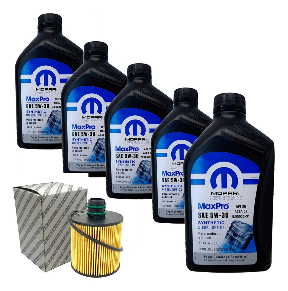 Kit 5l Oleo 5W30 Mopar Maxpro + Filtro 2.0 Diesel K68231014LA 71754237