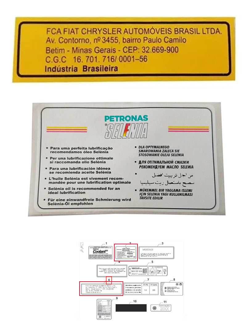 Etiquetas Painel Dianteiro do Capo 46531258 46740339