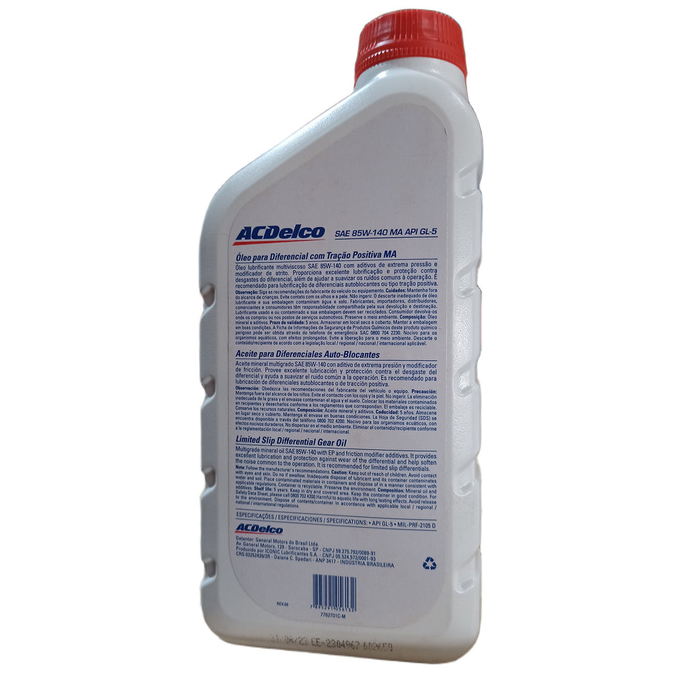 2L Óleo Dif. Tração Positiva 85w140 Mineral ACDelco 93295693