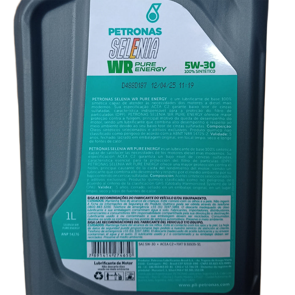 4L Óleo 5w30 Petronas Selenia Wr 70205E19BR