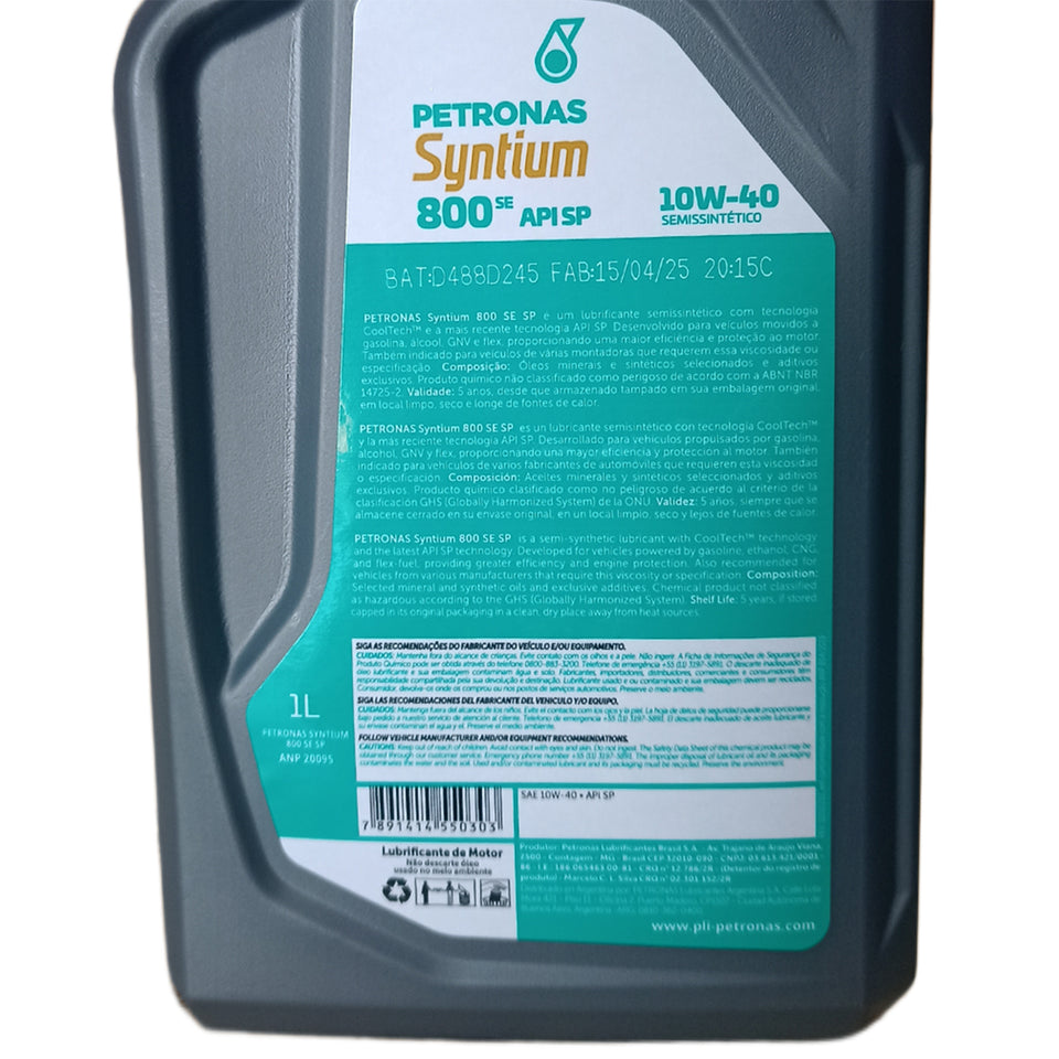 4l Óleo Motor Petronas 10w40 Sn Syntium 800 70622E19BR