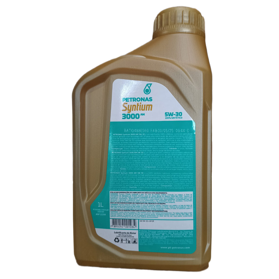 4L Óleo Sintético 5W30 Petronas Syntium 3000 AM API SP 70918E19BR