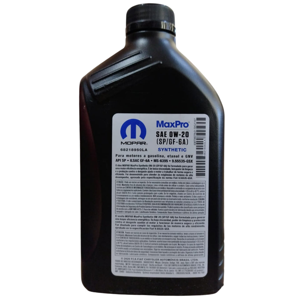 4l Óleo Motor Sintético 0w20 Maxpro K68218950LA