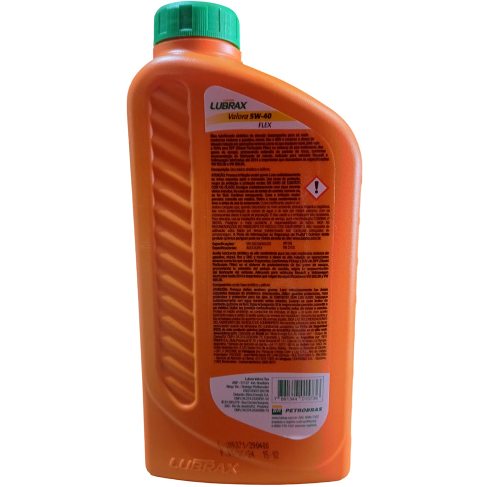 4L Óleo Lubrax Valora Flex 5w-40 Sintético 1024129