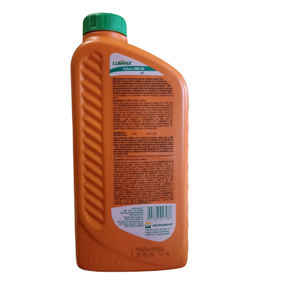 4l Óleo Sintético 0W20 Lubrax Valora API SP 1026466
