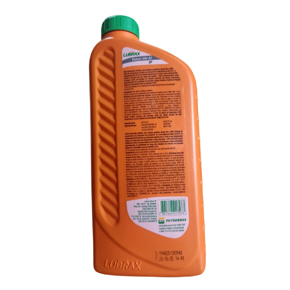4l Óleo Motor 5W30 SP Sintético Lubrax Valora 1026155