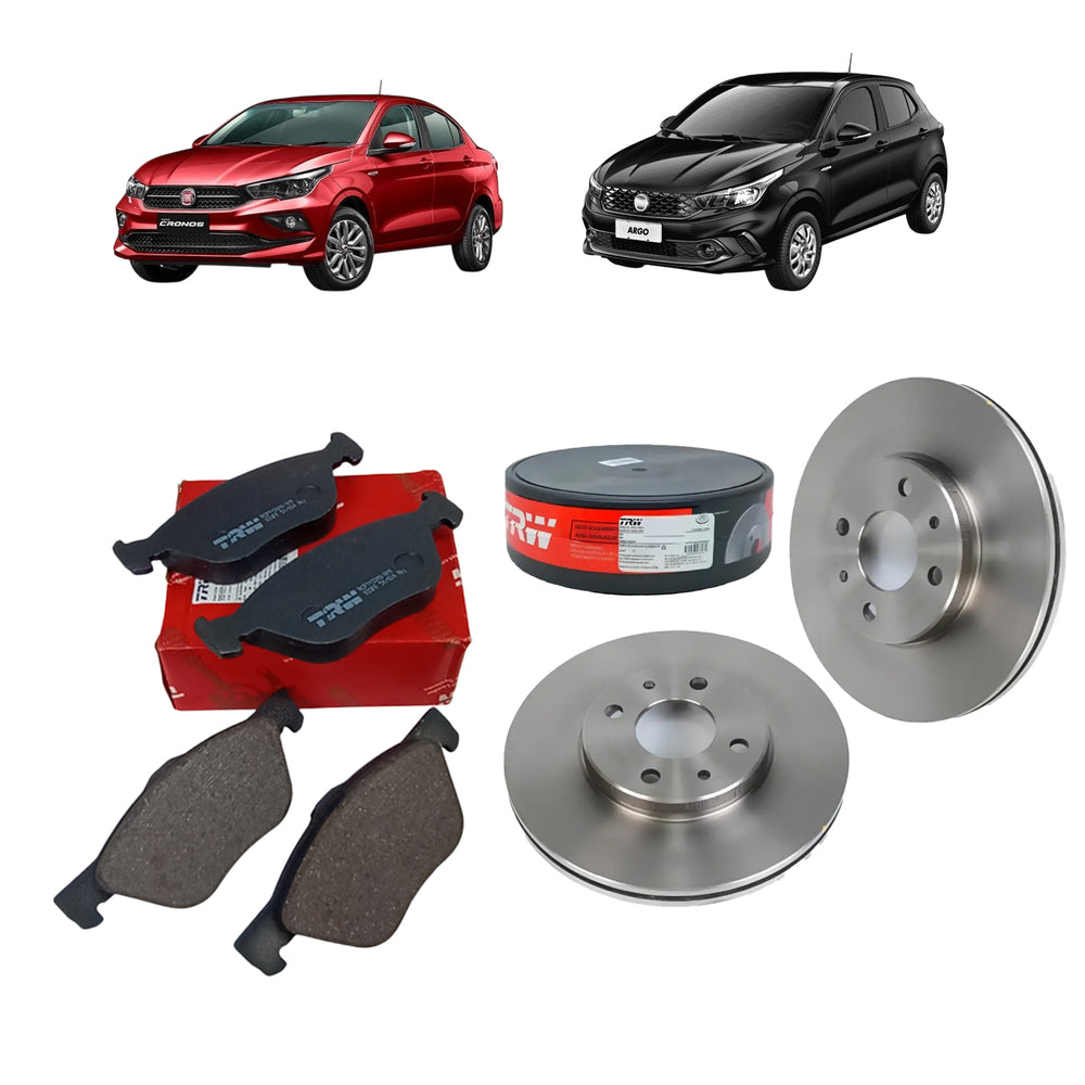 Kit Discos de Freio + Pastilhas Dianteiras  Fiat/Trw