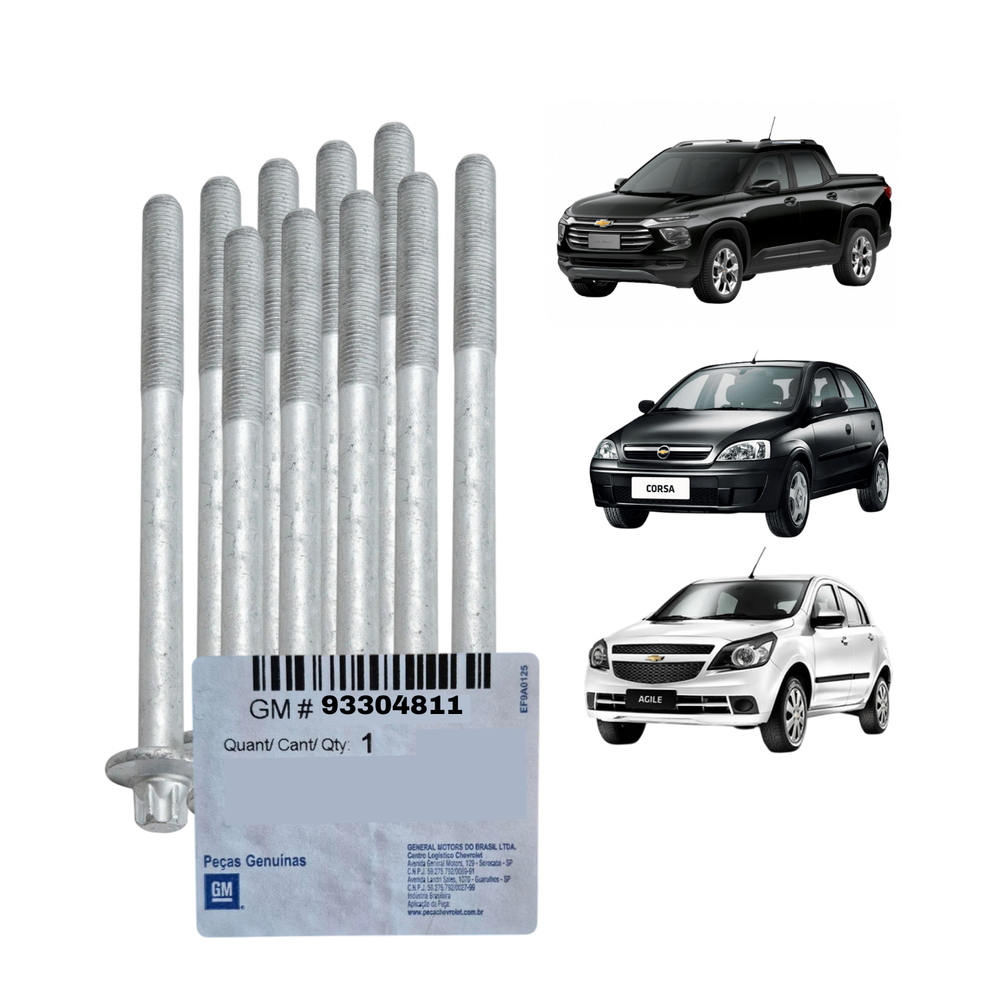 Kit 10 Parafusos do Cabecote Genuino Chevrolet 93304811