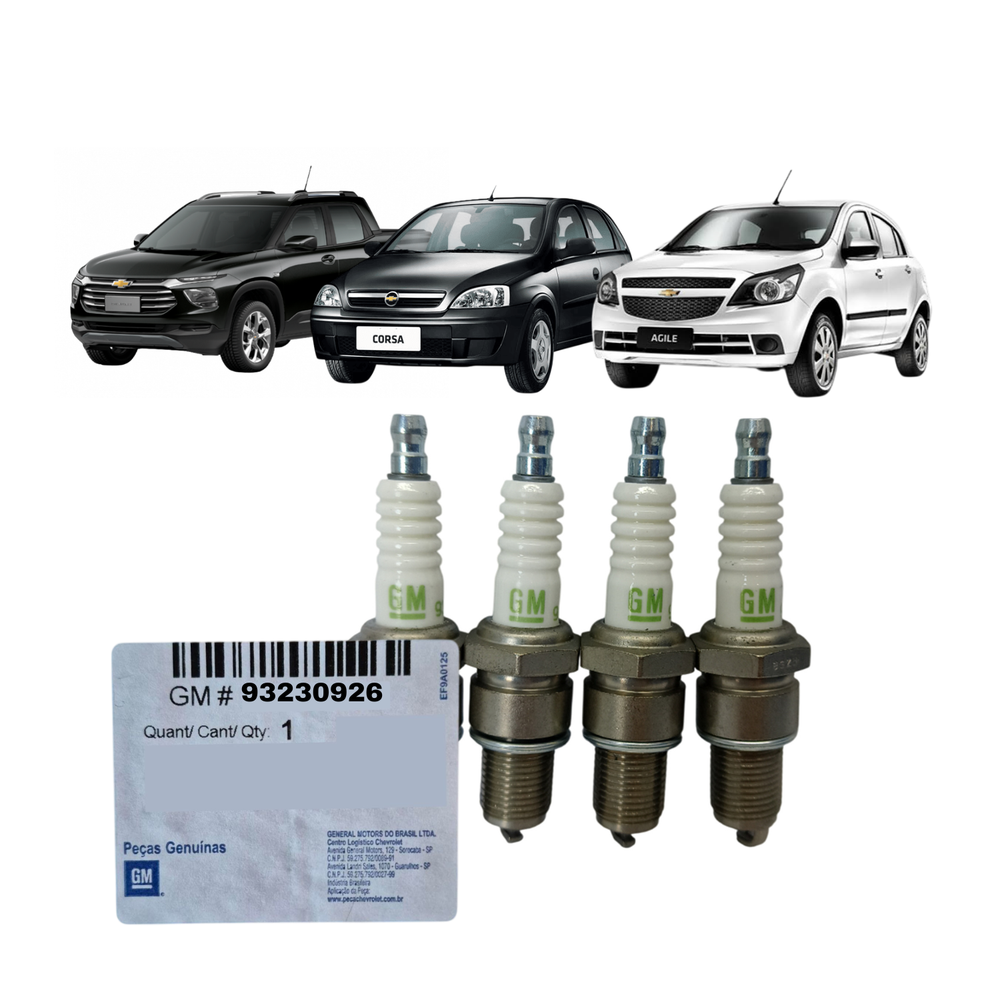 Kit 4 Velas Genuinas Chevrolet 93230926