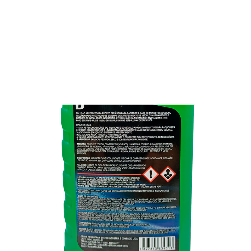 Kit 3l Aditivo De Radiador Diluido Verde Rl10010 Delphi