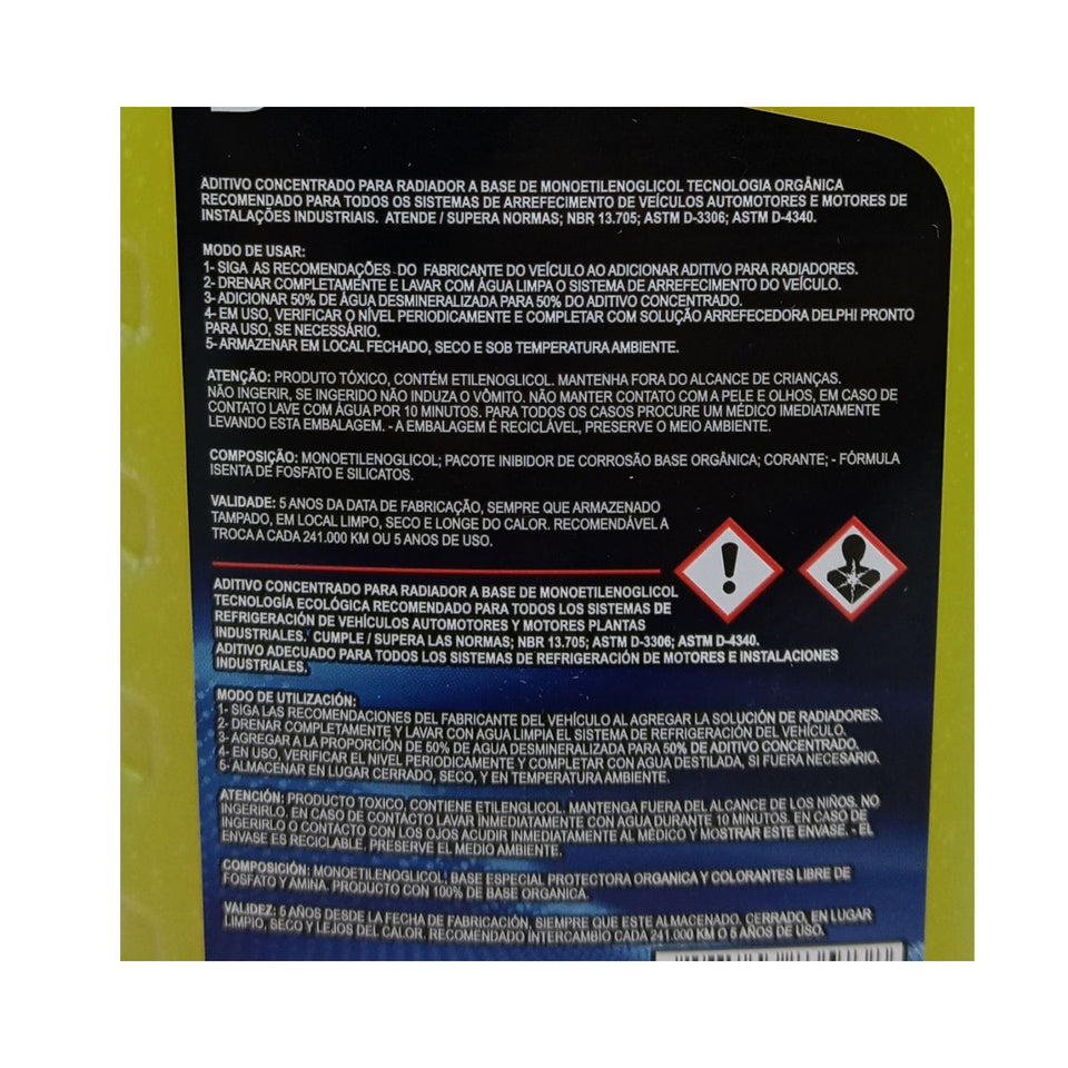 1 Litro Aditivo Radiador Concentrado Amarelo DELPHI RL10013
