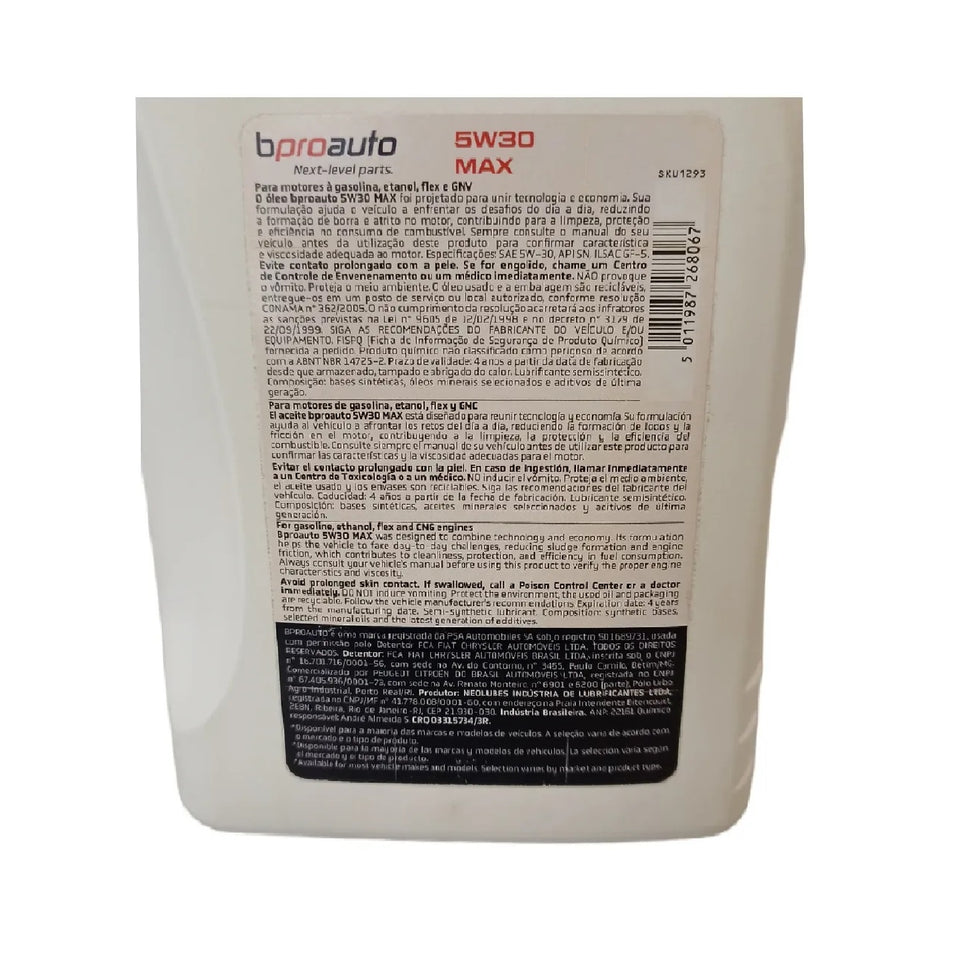 Caixa Óleo 5w30 Max Api Sn BproAuto 1BP31572AA