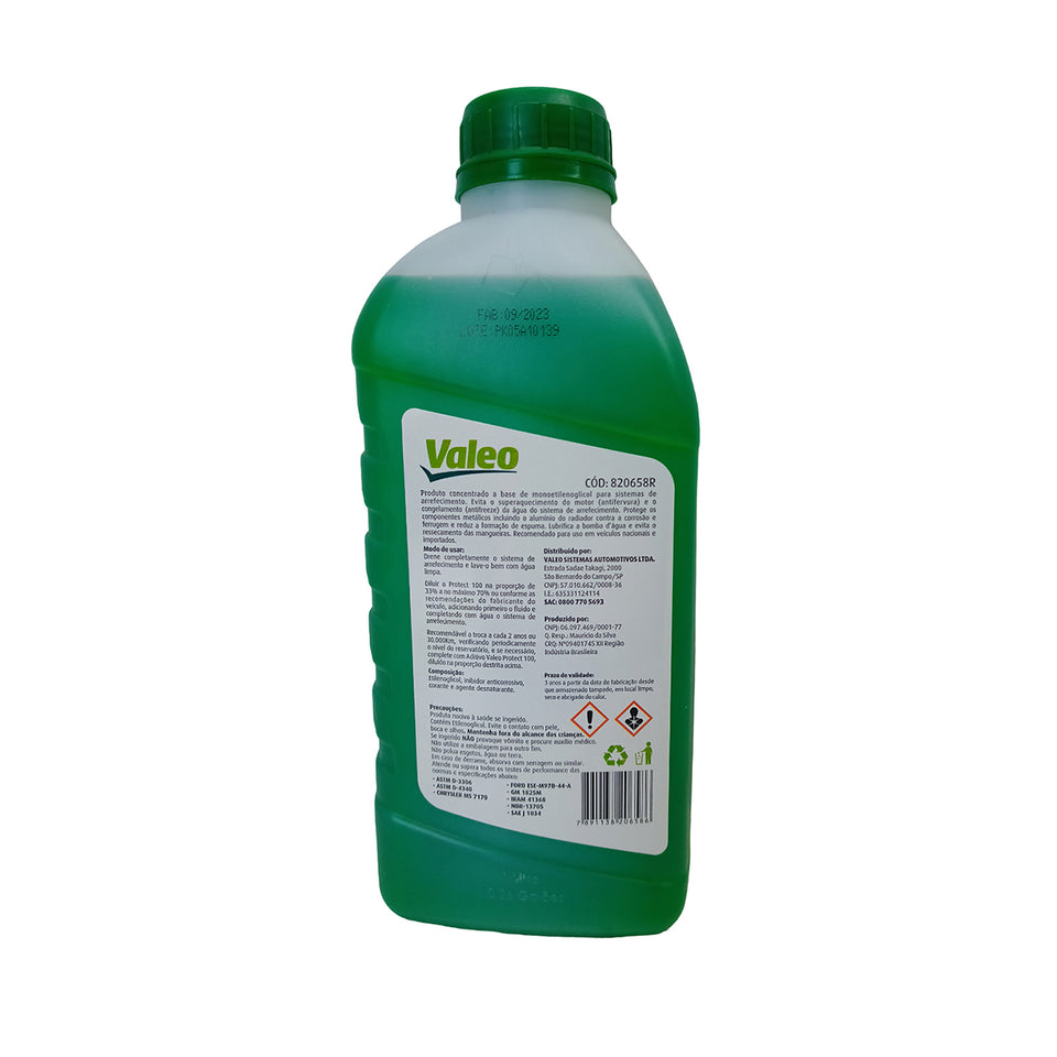 1L Aditivo Radiador Concentrado Inorgânico Valeo Protect 100 Cor Verde 820658R